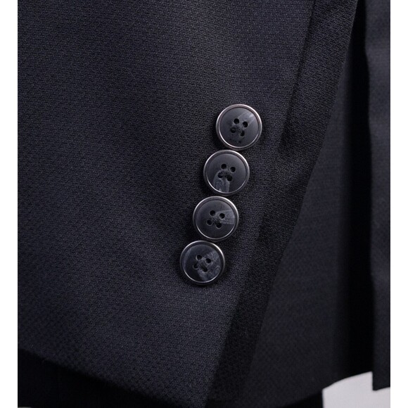 Pronto Uomo Mens 2-Buttn  Black Blazer Wool Sport Coat Suit Jacket 44R - Picture 7 of 13